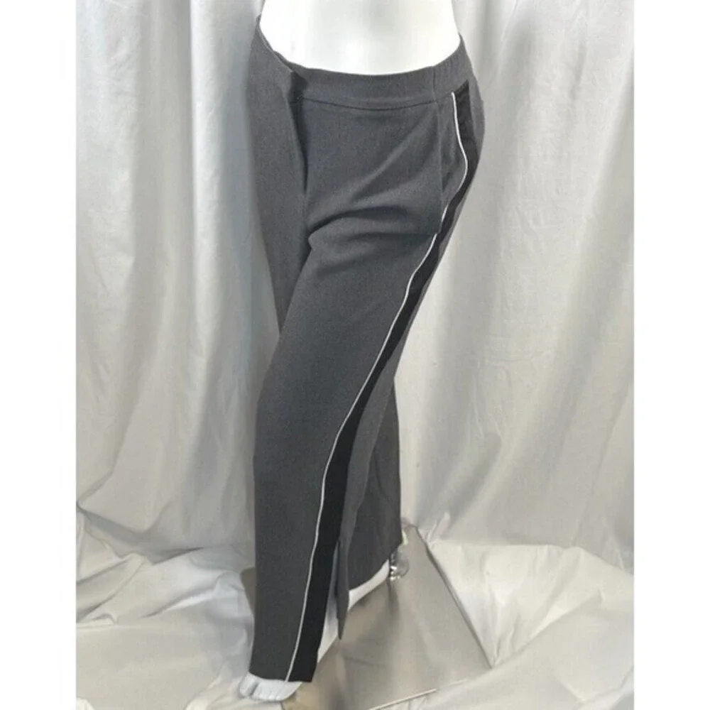 Ann Taylor Grey Tuxedo Stripe Trousers Black Side Stripe Pants M Blokecore 76-15